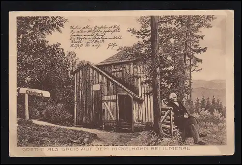 AK Goethe comme un vieillard sur le robinet à kerkel près d'Ilmenau, OHRDRUF 20.8.1915