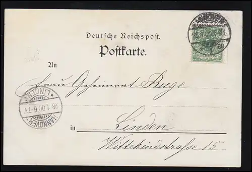 AK Heinrich Bötel als Postillion, HANNOVER 1 ee 28.1.1900 nach HANNOVER-LINDEN