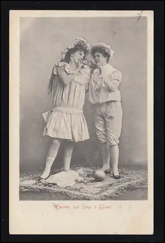 AK Marietta et Irma d'Elvert avec poupée, HAMBURG 21.3.99 n. HANNOVER-HAMM-HORN