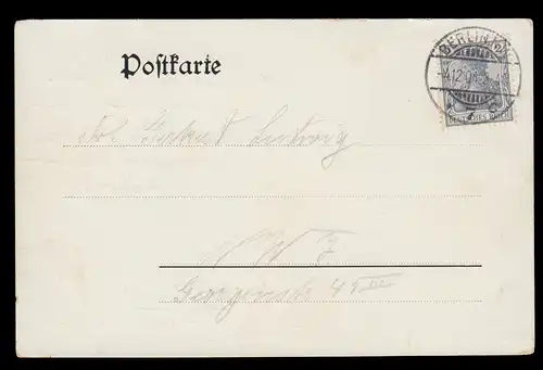 AK Otto Zorn und Frau, BERLIN NW 7c 4.12.1904 als Orts-Postkarte