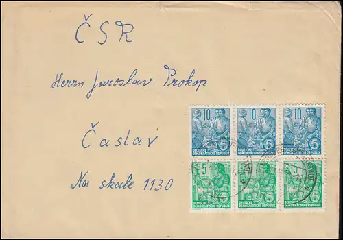 Bloc de 6 ans ZD sans bord en feuille 4 (3x S7), lettre 11.12.1958