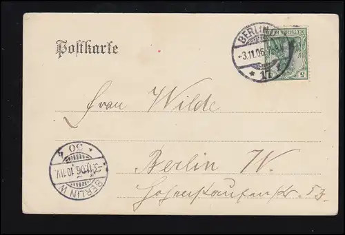 AK Wilhelm Liebknecht - fondateur du SPD, BERLIN O 17f 3.11.1906, carte postale locale