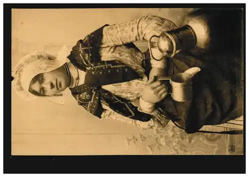 AK Holländische Volkstrachten in Flandern: Flämische Milchmagd, ungebraucht