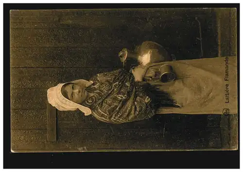 AK Holländische Volkstrachten in Flandern: Flämische Milchmagd, Feldpost 1915