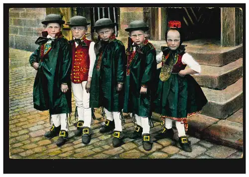 AK Hessische Volksschauen: Groupe d'enfants - Gruss de Hesse, BAD NAUHEIM 16.6.10