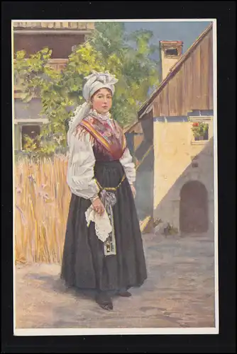 Carte de vue Femme en Slovène, Edition Promberger, inutilisé