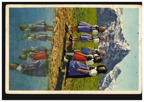 Suisse AK Grindelwald, groupe de costumes à la station First, Eiger, Jungfrau
