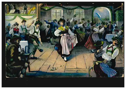 AK Volksschönen Musique populaire: Groupe de danse bavarois avec plateau de chaussures, CÖLN 1912