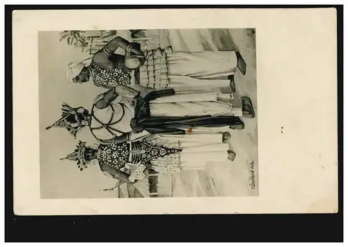 AK hommes en costume indien avec tambour dessin N. Wendlond 1932 inutilisé
