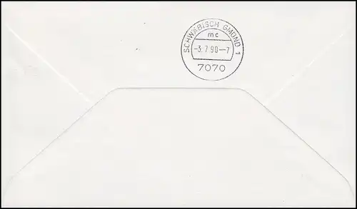 Premier jour Francais allemand Lettre rapide avec 3352 GÖPPINGEN 2.7.90