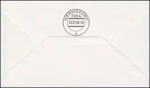 Ersttag 2. Juli Deutsch-Deutsche Mischfrankatur Eil-Brief mit 3345 BERLIN 2.7.90