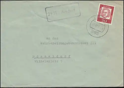 Landpost-Stempel 2951 Amdorf auf Brief LEER 1 - 7.8.1963