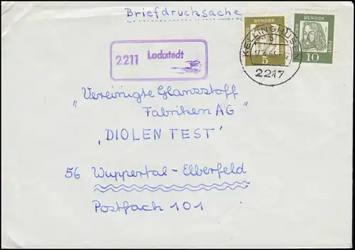 Landpost-Stempel 2211 Lockstedt auf Briefdrucksache KELLIGHUSEN 17.4.1963