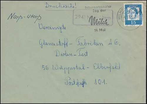 Landpost-Stempel 2941 Narp-Utarp auf Drucksache WILHELMSHAVEN 4.5.1963