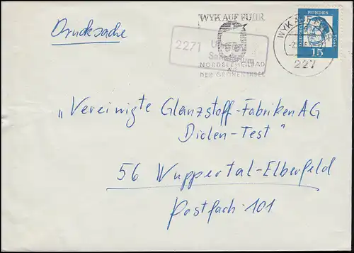 Landpost-Stempel 2271 Utersum Sanatorium auf Drucksache WYK AUF FÖHR 3.5.1963