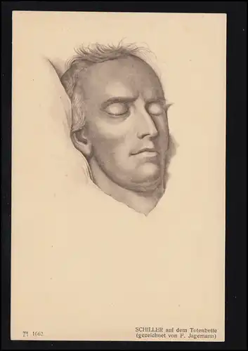 AK Schiller auf dem Totenbett, Ackermann's Kunstverlag München, ungebraucht