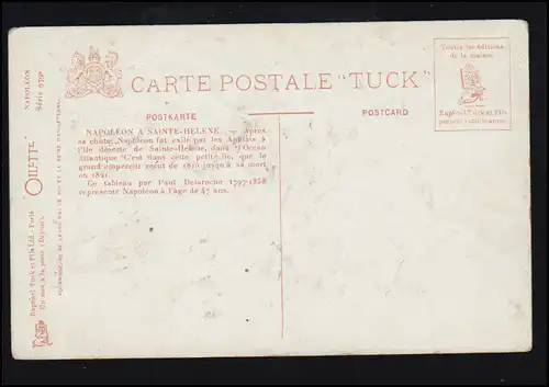 AK Paul Delaroche: Napoléon, carte postale TUCK OILETTE, non utilisée