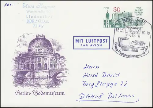 P 97 Berlin-Bodemuseum SSt BERLIN Postpaktorterminal 12.2.1990 selon Dülmen