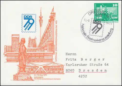 PP 15/103 Bauwerke 10 Pf Ausstellung DDR 79 Dresden, SSt DRESDEN 15.8.1979