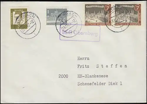 Le temple de Landpost 3541 Obernburg sur lettre avec Berlin-Frankatur KORBACH 26.11.62