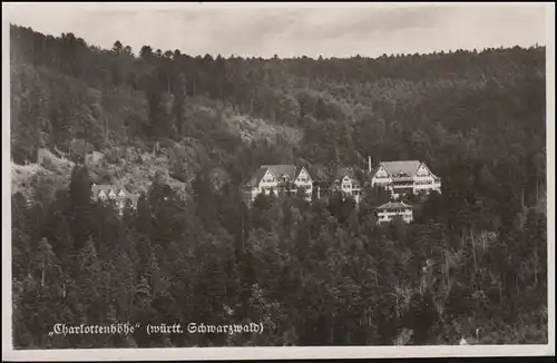 Landpost-Stempel Charlottenhöhe über Calmbach auf passender AK SSt CALMBACH 1941