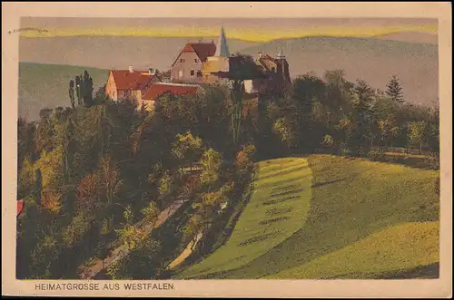 Le temple de Landpost Helmer sur Paderborn sur AK Westfalenlied, SSt Liborifest