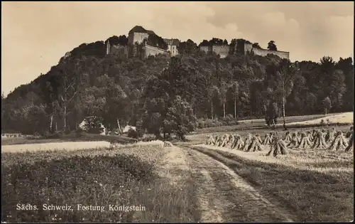 Landpost-Stempel Löthain über Meißen auf AK Festung Königstein SSt MEISSEN 1958