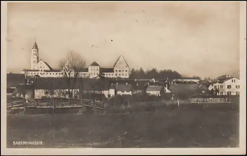 Landpost-Stempel Illerberg über ILLERTISSEN 1939 auf AK Babenhausen Fuggerschloß