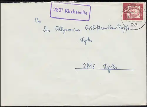 Landpost-Stempel 2801 Kirschseelte auf Brief BREMEN 26.10.1962 nach Syke