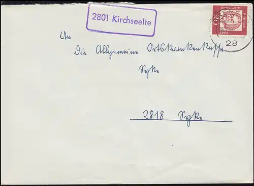 Templier de la poste de campagne 2801 Cerisiers sur lettre BREMEN 26.10.1962 à Syke