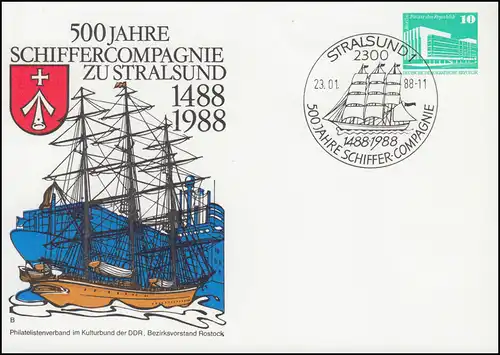 PP 17/101 Constructions 500 ans Compagnie de Schifferbahn Stralsund 1988, SSt STRALSUND