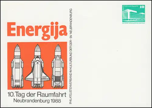 PP 17/99 Bauwerke Energija Tag der Raumfahrt 1988, **