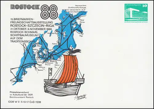 PP 17/94 Bauwerke 10 Pf Briefmarkenausstellung ROSTOCK'88, **