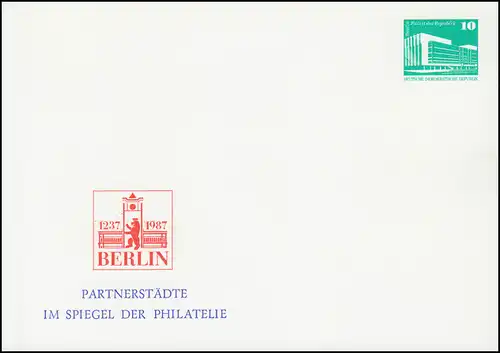 PP 17/87 Constructions 10 Pf villes jumelées dans le miroir de la Philatelie **