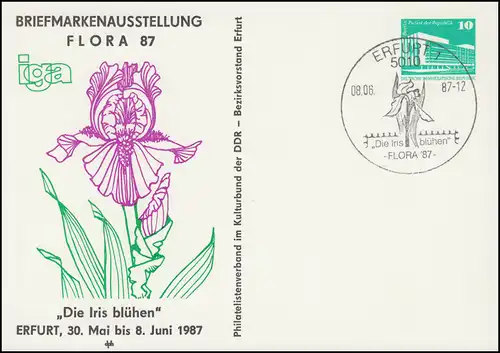 PP 17/74 Bâtiments 10 Pf Exposition FLORA 87 in Erfurt 1987, SSt ERFURT 1987