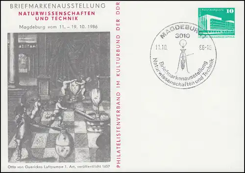 PP 17/65 Bauwerke 10 Pf Naturwissenschaften und Technik 1986, SSt MAGDEBURG 1986