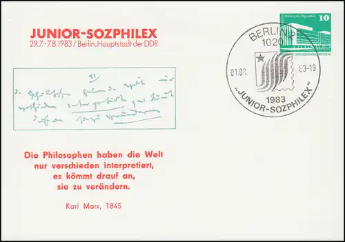 PP 17/38 Bauwerke 10 Pf JUNIOR-SOZPHILEX Berlin 1983, SSt BERLIN 1983