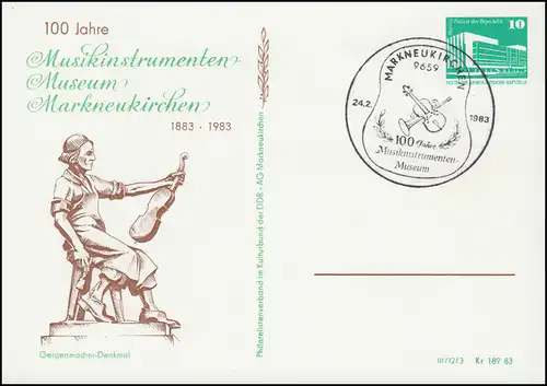 PP 17/43 Bauwerke Musikinstrumenten-Museum Markneukirchen 1983, SSt 24.2.1983