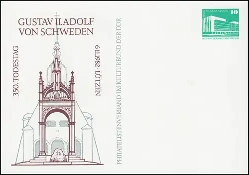 PP 17/33 Bauwerke 10 Pf Gustav II. Adolf von Schweden 1982, **