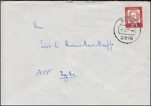 Temple de la poste de campagne 2819 Gödestorf sur lettre SYKE 4.9.1963