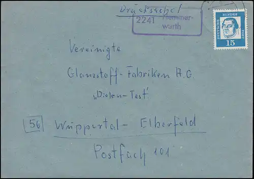 Temple de Landpost 2241 Hemmerwurth sur l'impression de lettres HEIDE 1963