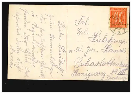 Ansichtskarte Namenstag Mädchen im rosa Kleid mit Hut, 18.11.1921