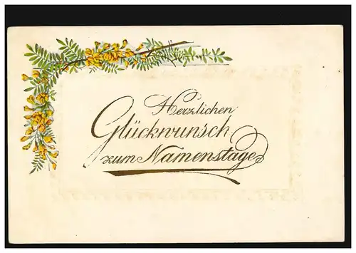 Ansichtskarte Namenstag Girlande um Glückwunschzeilen, Neuß 14.7.1910