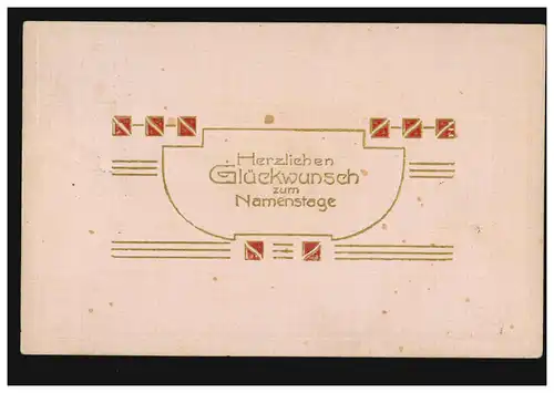 Ansichtskarte Namenstag Darstellungen im Jugendstil, DÜSSELDORF 1 f 13.7.1914 