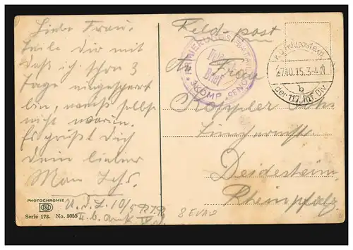 Feldpost BS Armierungs-Bataillon 35, Feldpost 17. Div. 27.10.15 auf AK Waterland