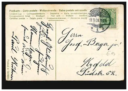 Ansichtskarte Namenstag Joseph: Junge schenkt Mädchen Rosen DÜSSELDORF 18.3.1908