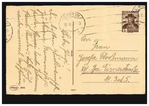 Carte Visual Nom Anniversaire Enfants apporter des cadeaux gâteaux fleurs, VIENNE 19.3.1937