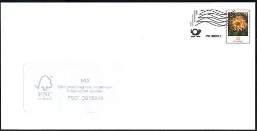 U 38III Dahlie 35 C. Frankierwelle, FSC-Vermerk mit , **