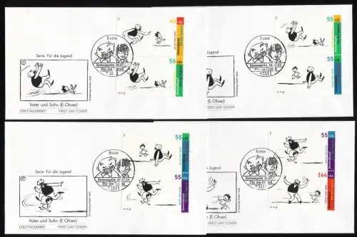 2349-2353 ZD-Set aus Bl.63 Vater und Sohn - 9 Zusammendrucke auf FDC Bonn