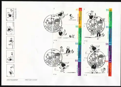 2349-2353 ZD-Set aus Bl.63 Vater und Sohn - 9 Zusammendrucke auf FDC Bonn